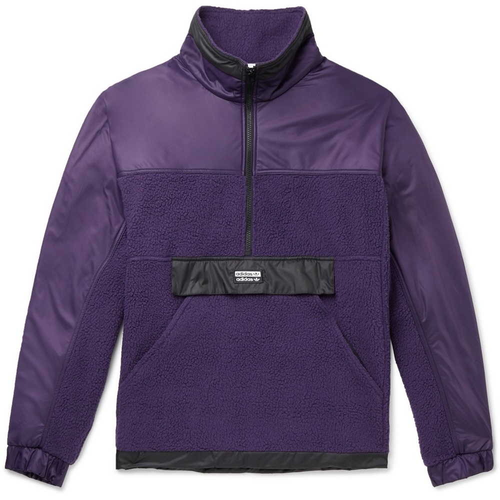 adidas Originals - Vocal Shell-Panelled Fleece Half-Zip Sweatshirt - Purple